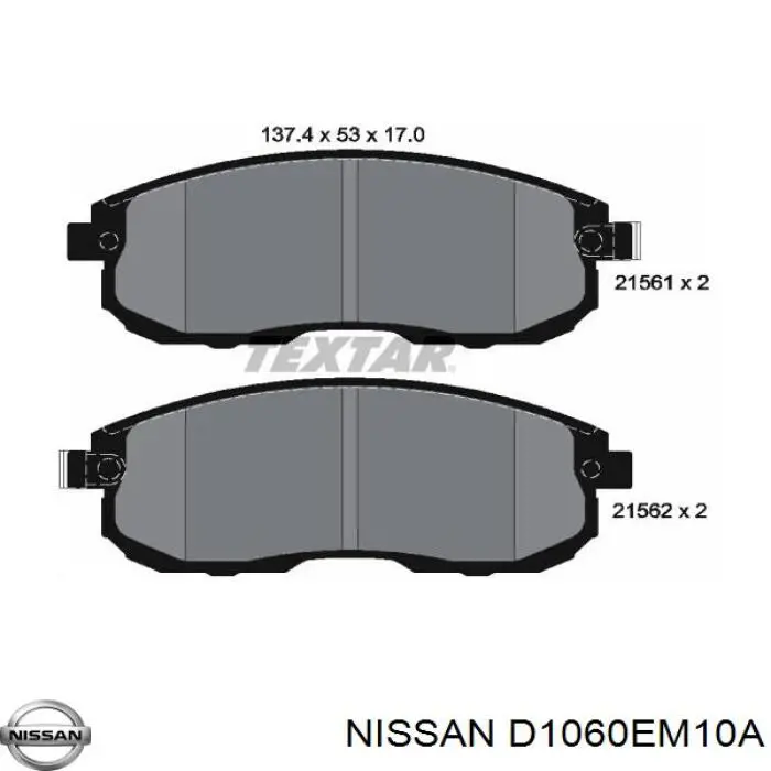D1060EM10A Nissan/Infiniti Klocki hamulcowe przednie tarczowe