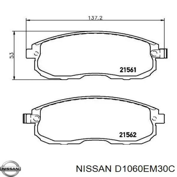 Klocki hamulcowe przednie tarczowe Nissan/Infiniti D1060EM30C cena, od 28,53 USD