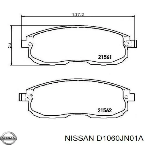 D1060JN01A Nissan/Infiniti klocki hamulcowe przednie tarczowe