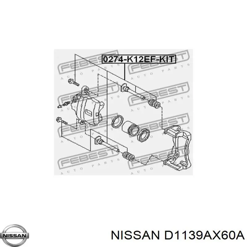 Do koszyka D1139AX60A Nissan/Infiniti Zestaw naprawczy zacisku hamulcowego przedniego
