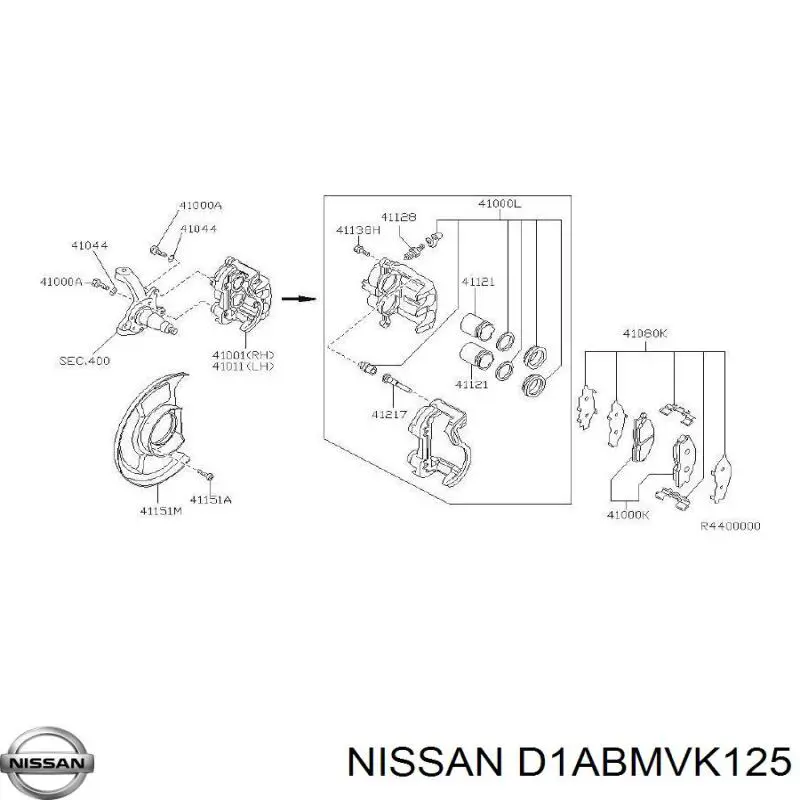 41120VK125 Toyota Zestaw naprawczy zacisku hamulcowego przedniego