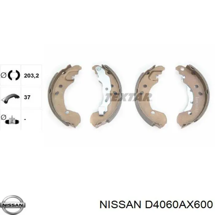 Klocki hamulcowe tylne bębnowe Nissan/Infiniti D4060AX600 cena, od 26,24 USD