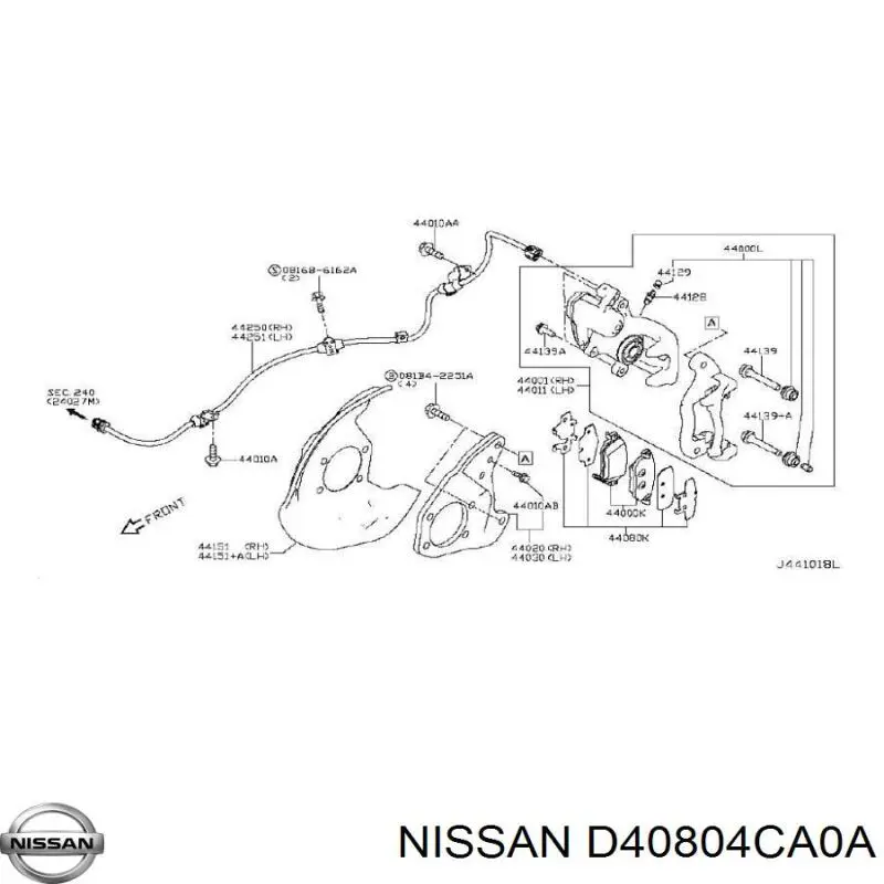 D40804CA0A Nissan/Infiniti Zestaw sprężynek do mocowania klocków tarczowych tylnych