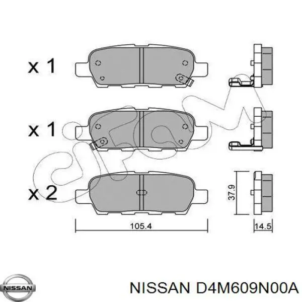 Okładziny (klocki) do hamulców tarczowych tylne Nissan/Infiniti D4M609N00A cena, od 17,60 USD