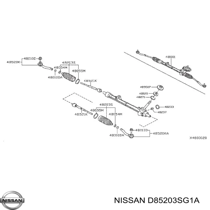 D85203SG1A Nissan/Infiniti Końcówka drążka kierowniczego zewnętrzna