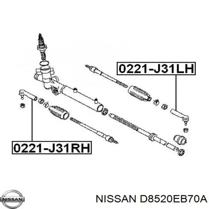 Końcówka drążka kierowniczego zewnętrzna Nissan/Infiniti D8520EB70A cena, od 18,64 USD