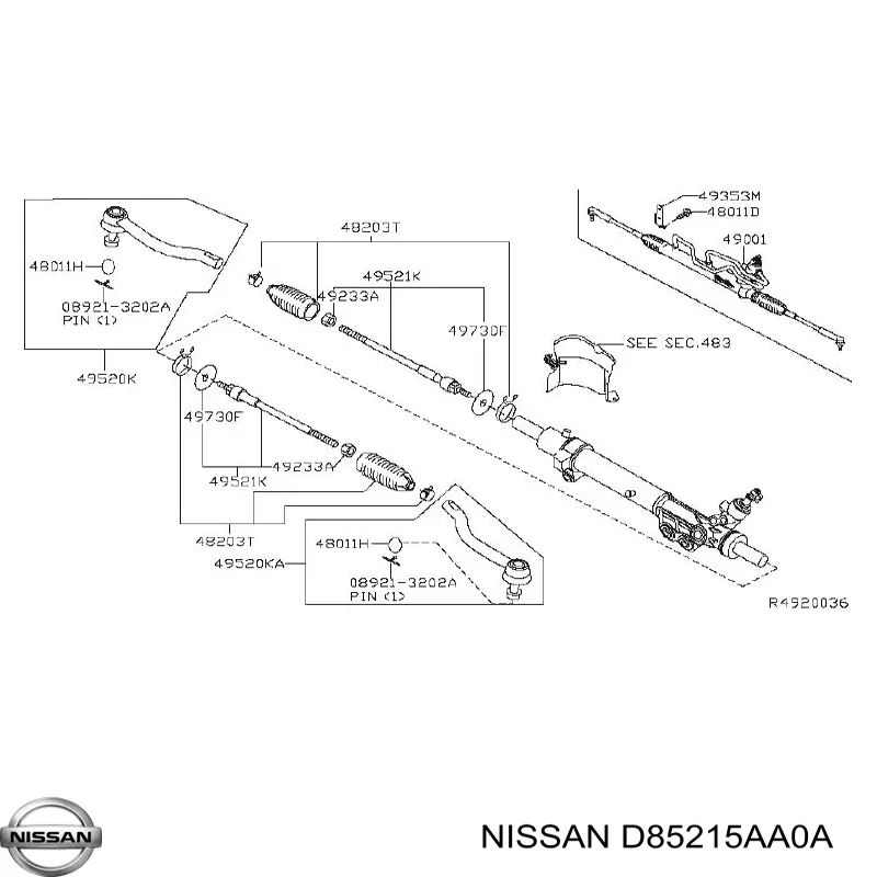 D85215AA0A Nissan/Infiniti Drążek kierowniczy