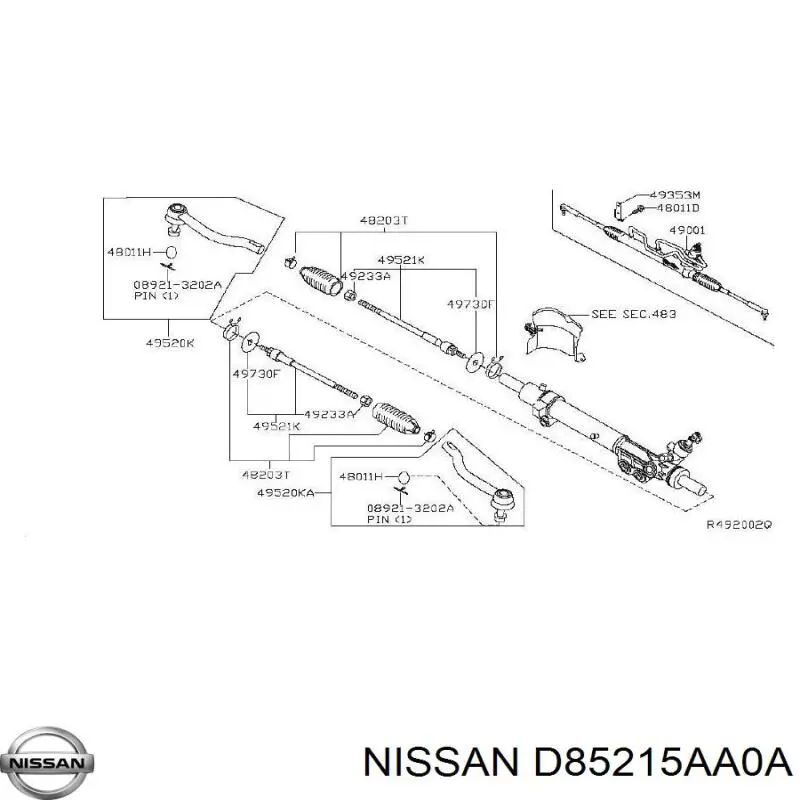 Drążek kierowniczy Nissan/Infiniti D85215AA0A cena, od 14,84 USD