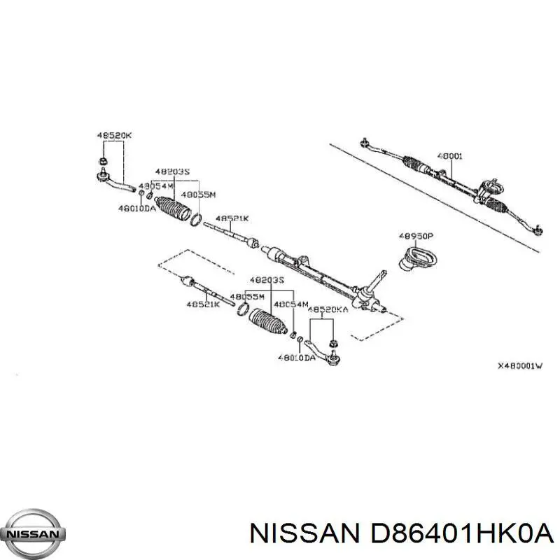 Końcówka drążka kierowniczego zewnętrzna D86401HK0A Nissan/Infiniti