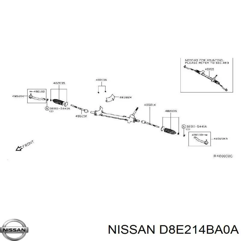 D8E214BA0A Nissan/Infiniti Drążek kierowniczy