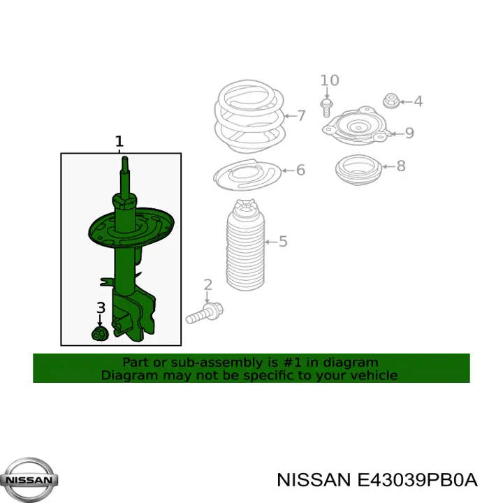 Amortyzator przedni lewy Nissan/Infiniti E43039PB0A cena, od 124,43 USD