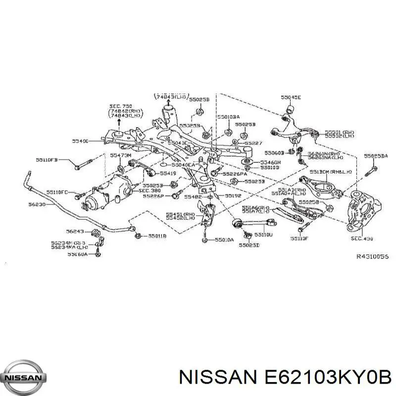 Do koszyka E62103KY0B Nissan/Infiniti Amortyzator tylny