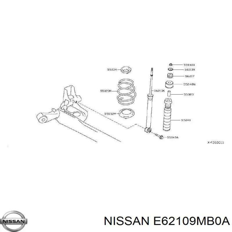 E62103AN0D Nissan/Infiniti Amortyzator tylny