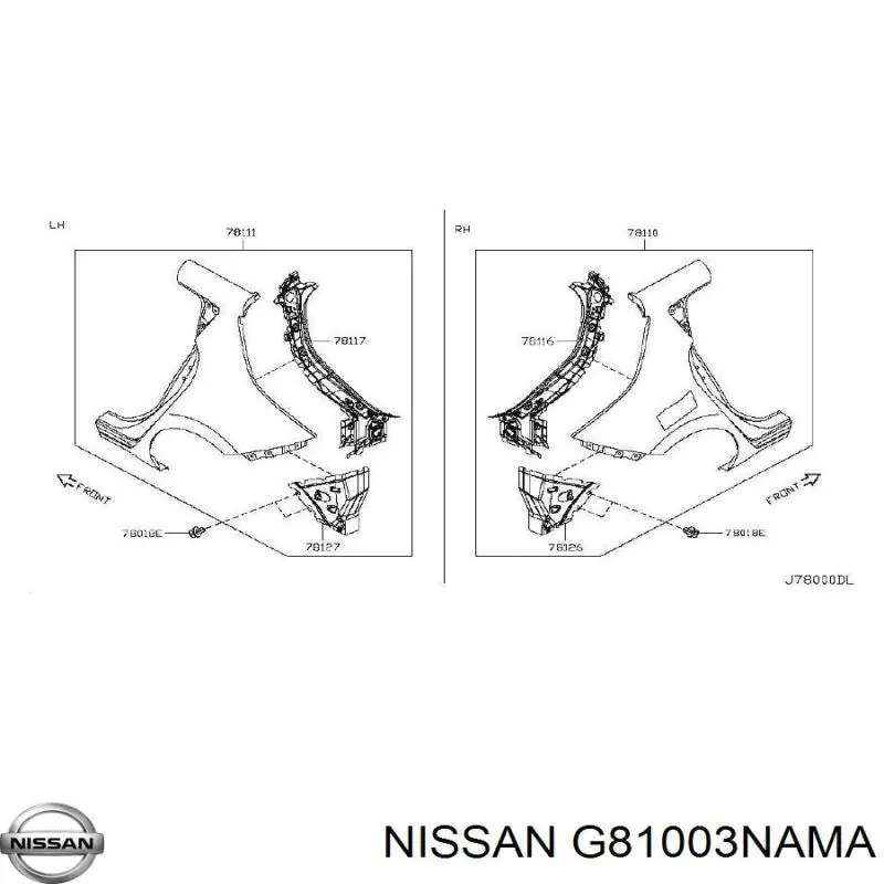 Błotnik tylny prawy Nissan LEAF 1 (ZE0)