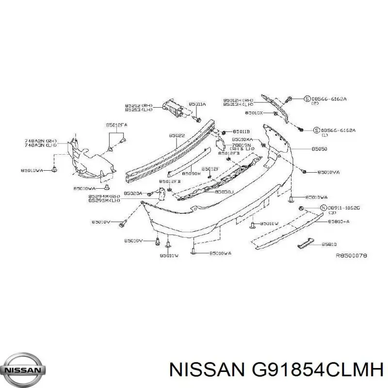 Wspornik zderzaka tylnego lewy Nissan Rogue (T32U)