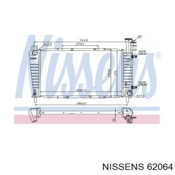 Chłodnica silnika Nissens 62064 cena, od 252,21 USD