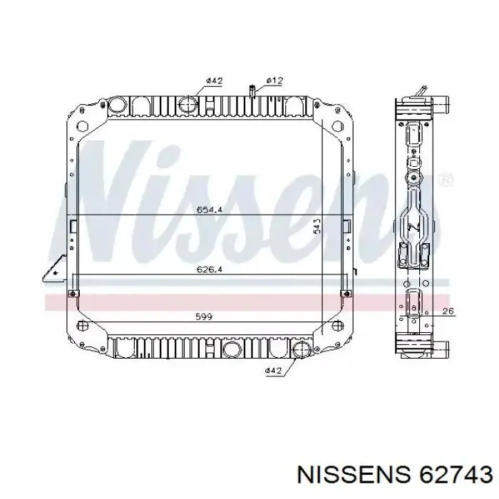 Chłodnica silnika Nissens 62743 cena, od 244,72 USD