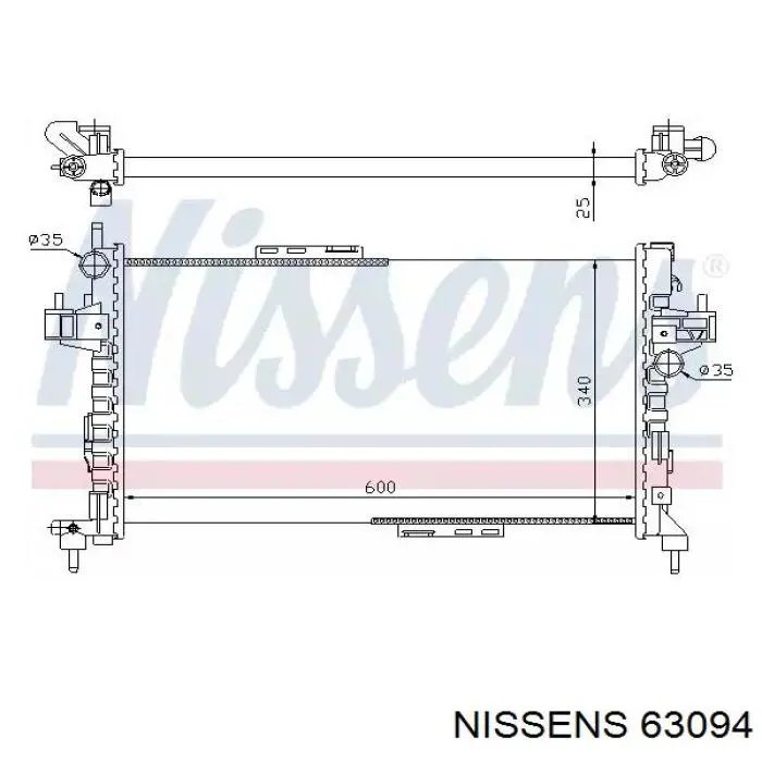 Chłodnica silnika Nissens 63094 cena, od 76,50 USD