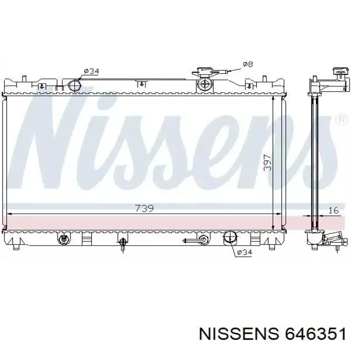 Chłodnica silnika Nissens 646351 cena, od 113,33 USD