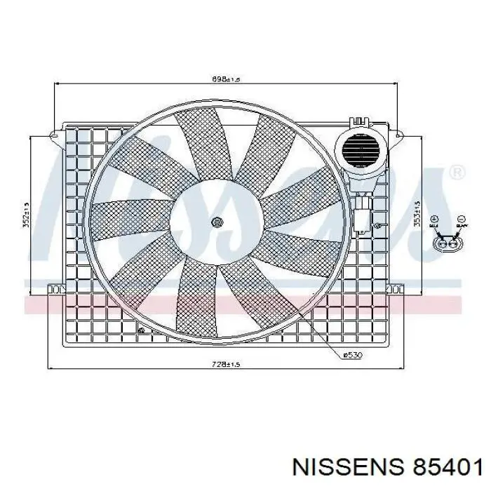 85401 Nissens Wentylator elektryczny układu chłodzenia kompletny (silnik+wirnik)