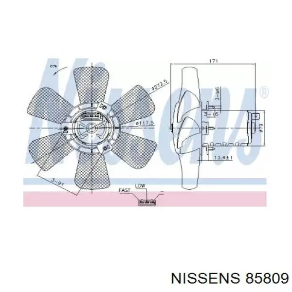 85809 Nissens wentylator elektryczny układu chłodzenia kompletny (silnik+wirnik)