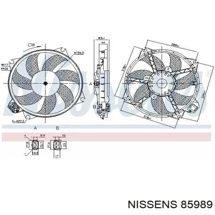 85989 Nissens wentylator elektryczny układu chłodzenia kompletny (silnik+wirnik)