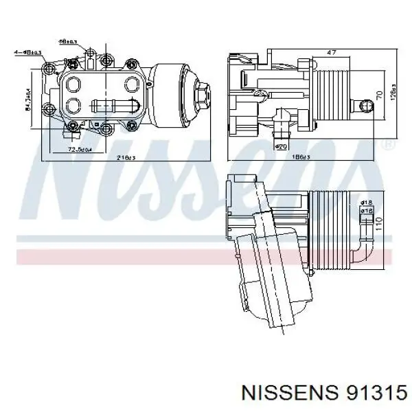 Obudowa filtra oleju Nissens 91315 cena, od 100,41 USD
