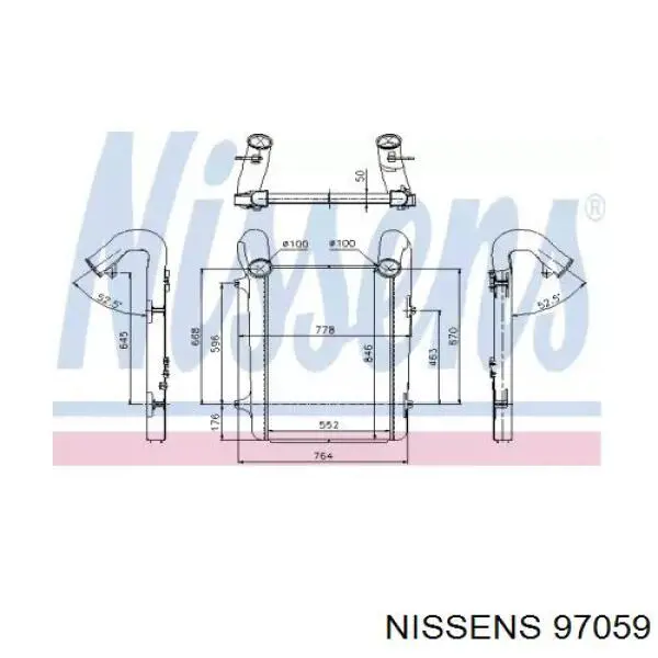 Chłodnica intercoolera Nissens 97059 cena, od 863,90 USD
