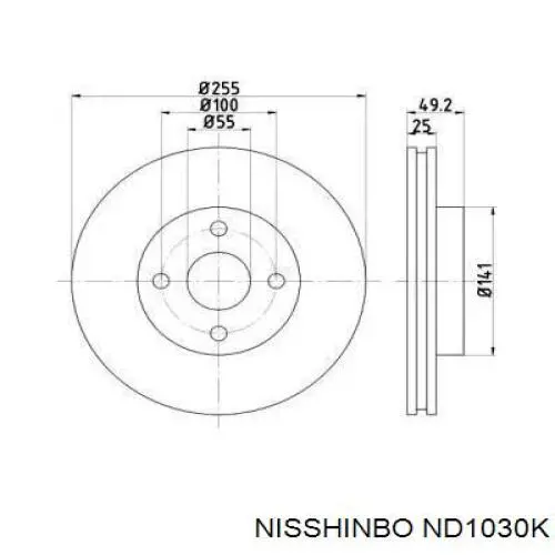 Do koszyka ND1030K Nisshinbo Tarcza hamulcowa przednia