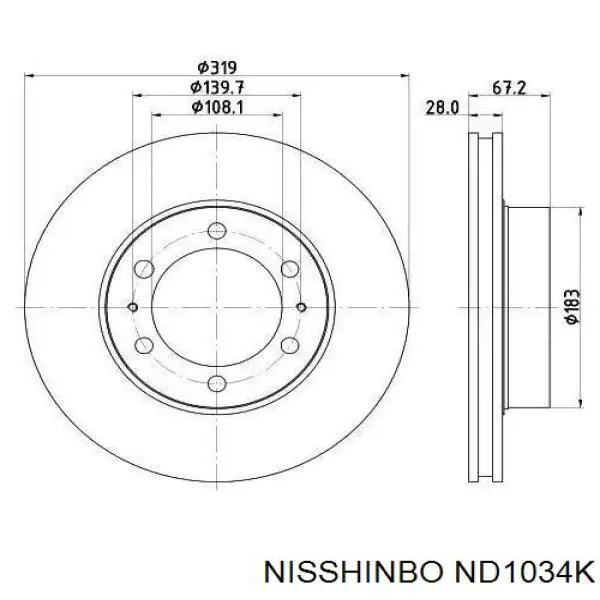 ND1034K Nisshinbo tarcza hamulcowa przednia