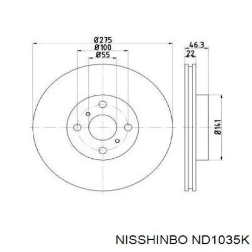 ND1035K Nisshinbo tarcza hamulcowa przednia