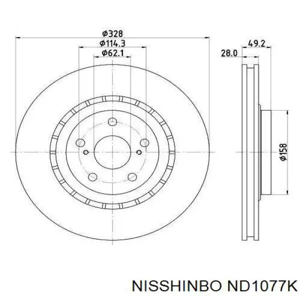 Tarcza hamulcowa tylna Nisshinbo ND1077K cena, od 44,64 USD