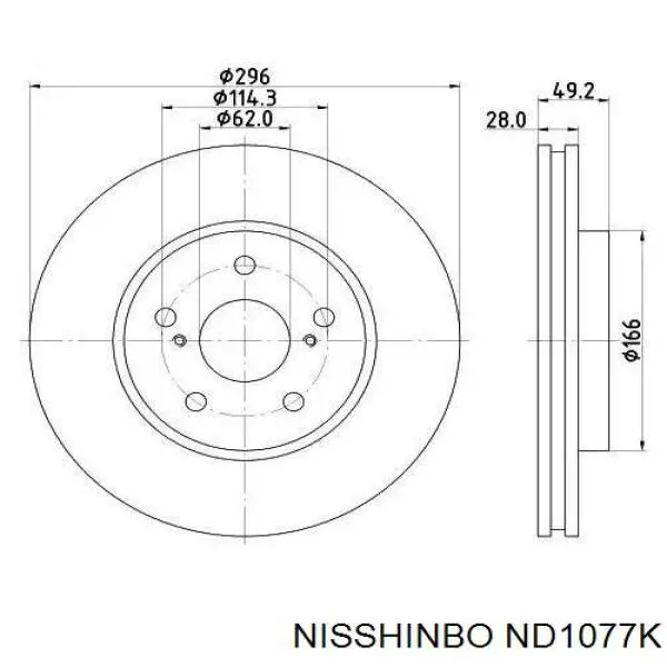 Do koszyka ND1077K Nisshinbo Tarcza hamulcowa tylna