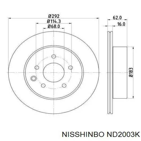 ND2003K Nisshinbo tarcza hamulcowa tylna