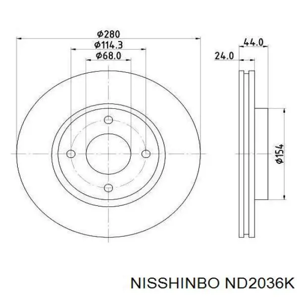 ND2036K Nisshinbo tarcza hamulcowa przednia