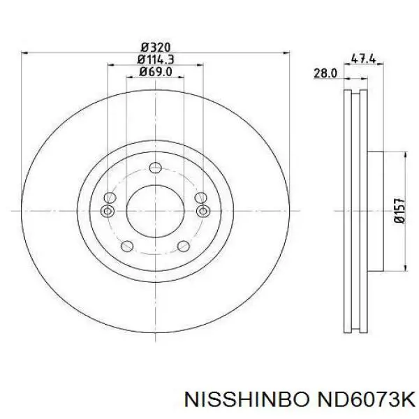 ND6073K Nisshinbo tarcza hamulcowa przednia