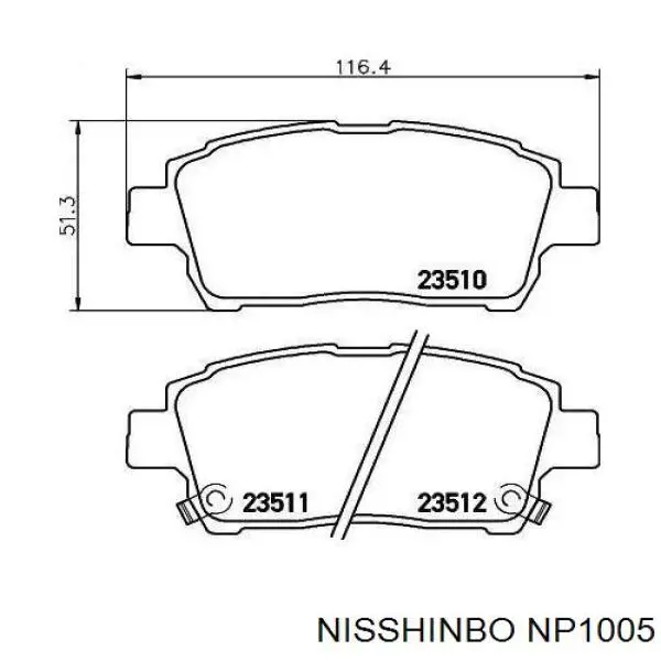 NP1005 Nisshinbo klocki hamulcowe przednie tarczowe