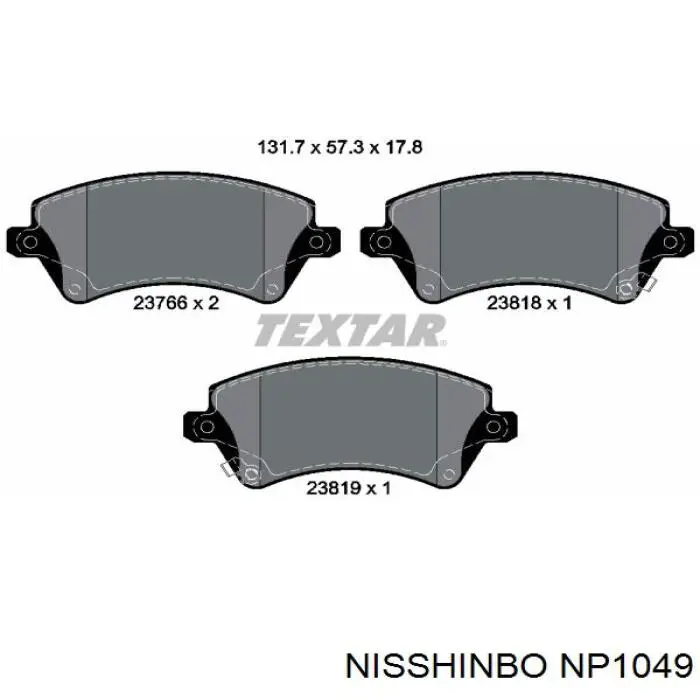 Klocki hamulcowe przednie tarczowe Nisshinbo NP1049 cena, od 18,42 USD