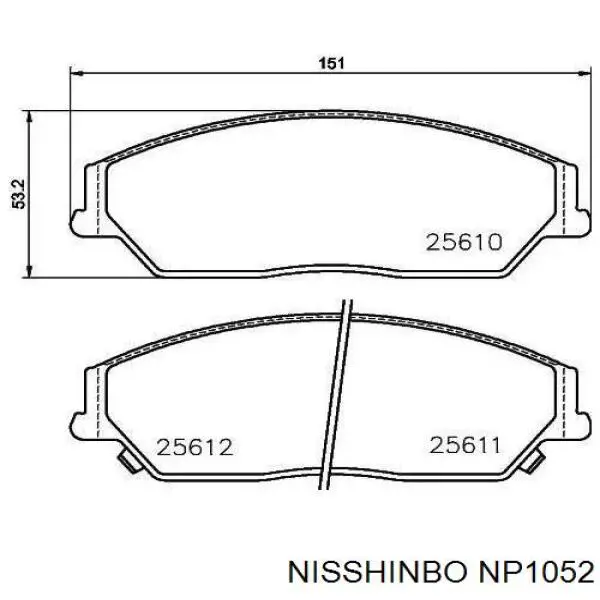 NP1052 Nisshinbo Klocki hamulcowe przednie tarczowe