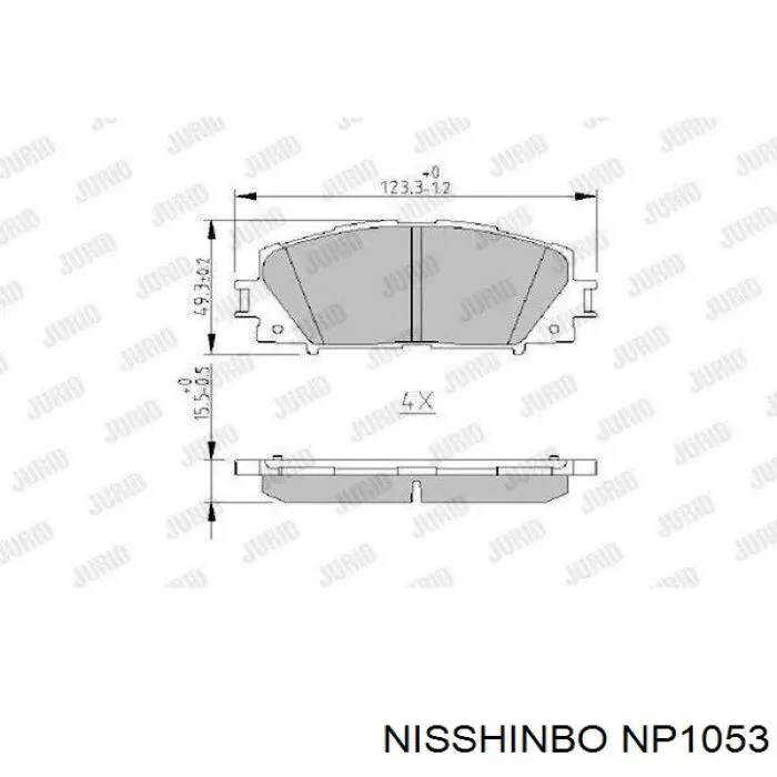 Klocki hamulcowe przednie tarczowe Nisshinbo NP1053 cena, od 23,52 USD