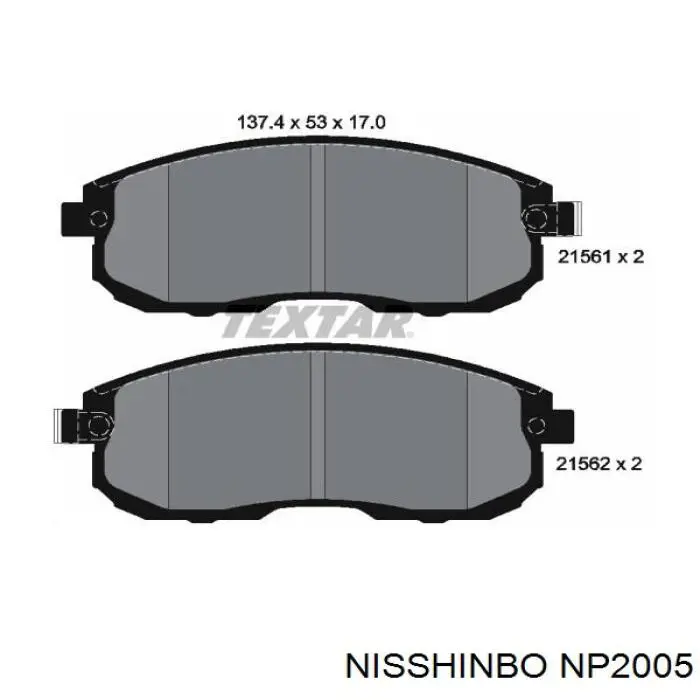 Klocki hamulcowe przednie tarczowe Nisshinbo NP2005 cena, od 26,39 USD
