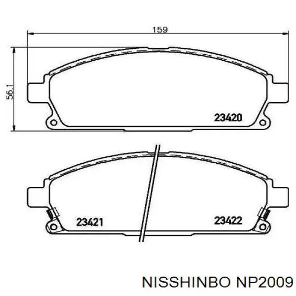 NP2009 Nisshinbo klocki hamulcowe przednie tarczowe