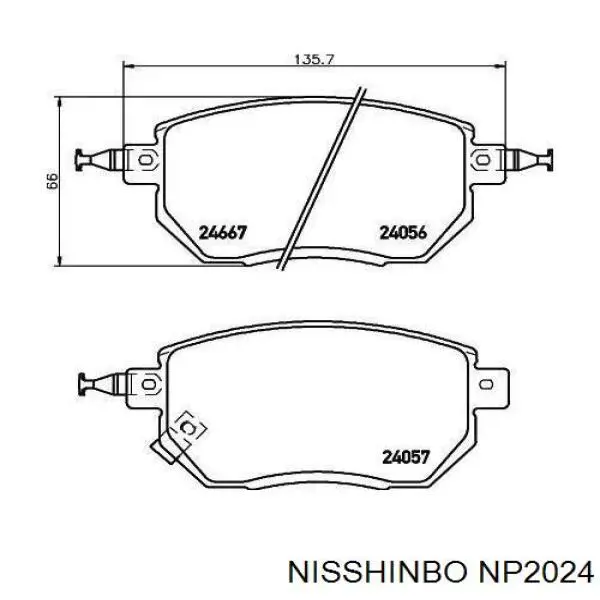 NP2024 Nisshinbo klocki hamulcowe przednie tarczowe