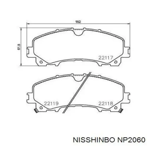 NP2060 Nisshinbo Klocki hamulcowe przednie tarczowe