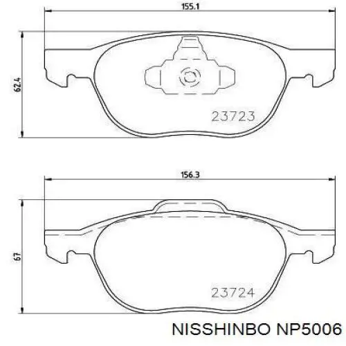 NP5006 Nisshinbo klocki hamulcowe przednie tarczowe