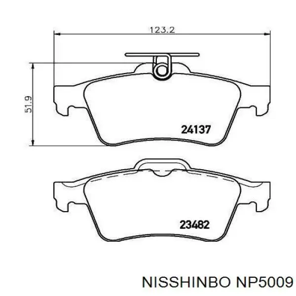 NP5009 Nisshinbo okładziny (klocki do hamulców tarczowych tylne)