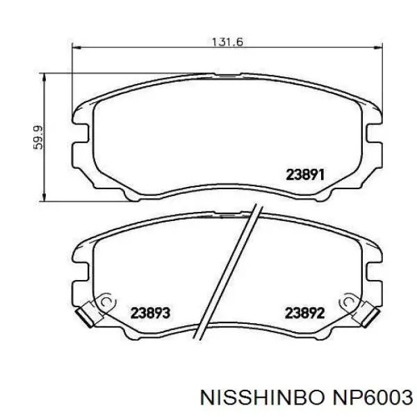 NP6003 Nisshinbo klocki hamulcowe przednie tarczowe
