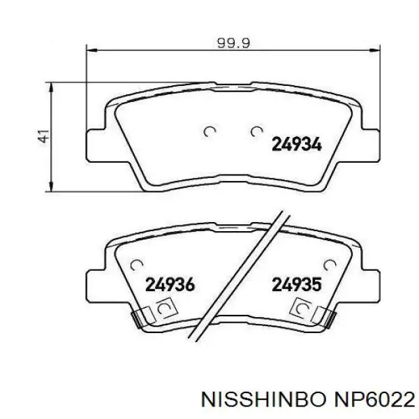 NP6022 Nisshinbo okładziny (klocki do hamulców tarczowych tylne)