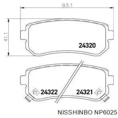 NP6025 Nisshinbo okładziny (klocki do hamulców tarczowych tylne)