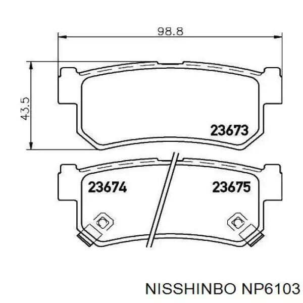 NP6103 Nisshinbo okładziny (klocki do hamulców tarczowych tylne)